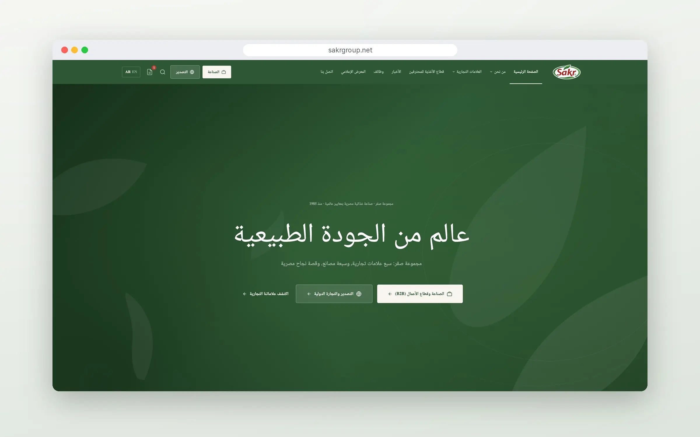 Arabic homepage with full right-to-left layout